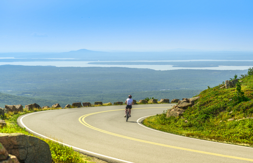 Biker in Acadia National Park in Maine